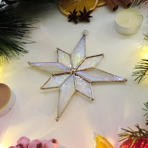 Christmas Star suncatcher stained glass window hangings Christmas decor home decor garden art holiday gifts Ukrainian gift image 6