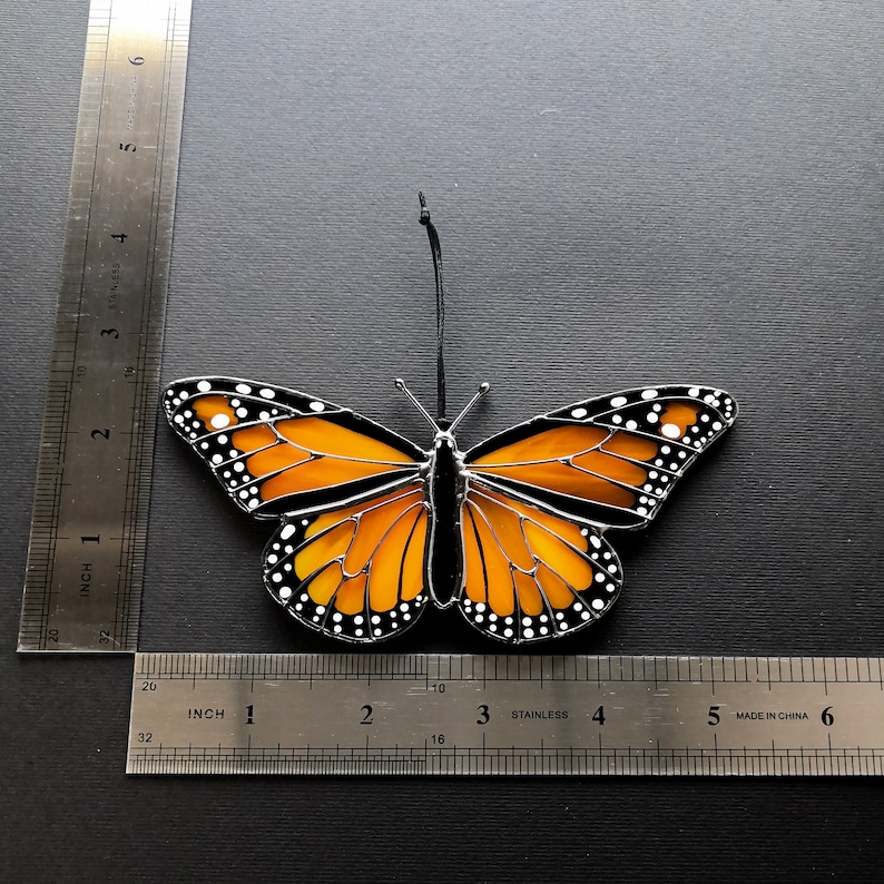 Monarch butterfly suncatcher, stained glass window hangings, unique Mother's Day gift, gift for mom, handmade home decor, modern wall art image 4