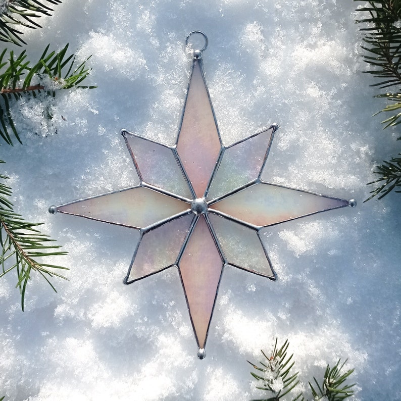 Christmas Star suncatcher stained glass window hangings Christmas decor home decor garden art holiday gifts Ukrainian gift image 5