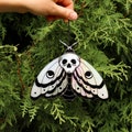 Skull moth butterfly suncatcher, stained glass window hangings, Halloween home decor, fall decor, garden art, handmade gift, unique wall art product logo