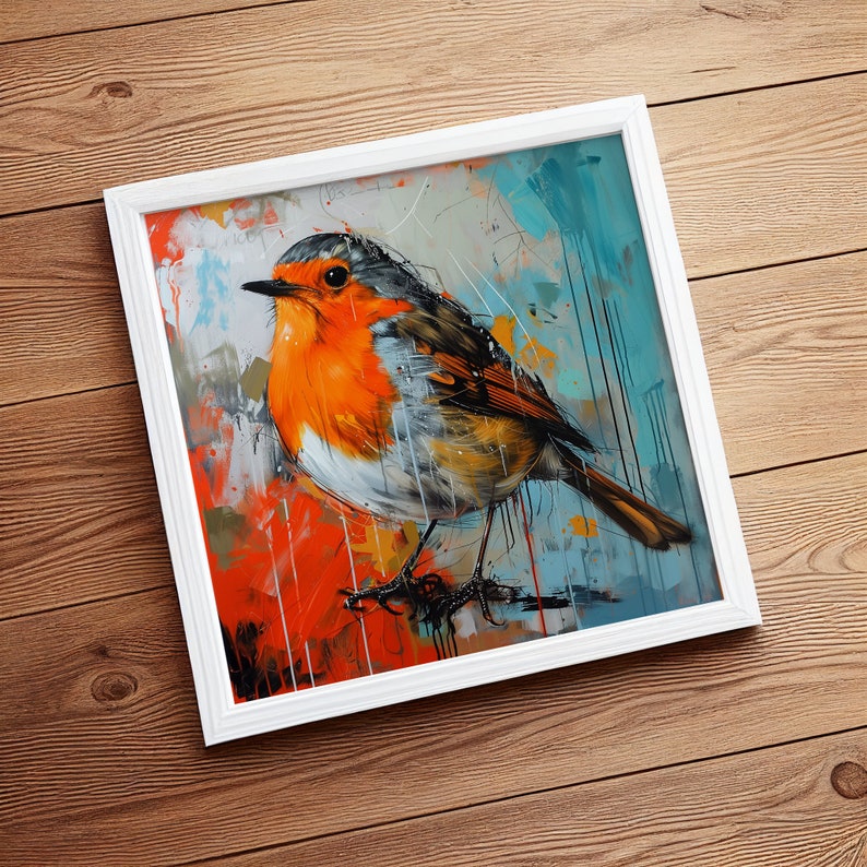 Abstract Robin Art Print – Colorful Wildlife Painting - Etsy