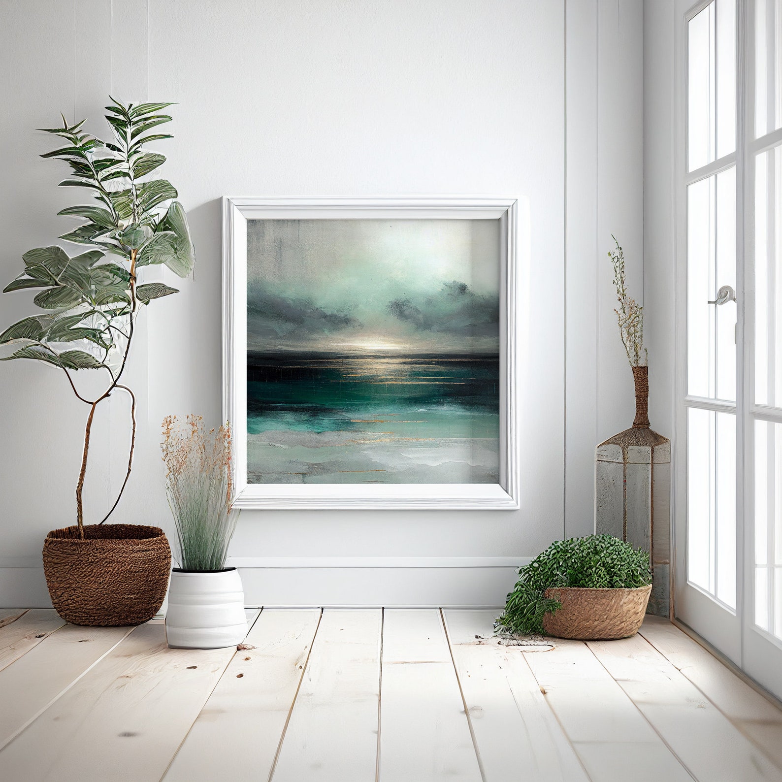 Abstract Seascape Painting, Contemporary Painting of a Stormy Sea ...