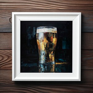 Guinness Beer Impressionist Painting Print in Gold and Dark Tones image 10