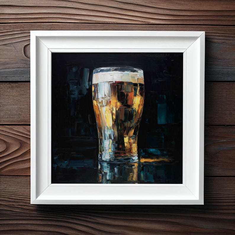 Guinness Beer Impressionist Painting Print in Gold and Dark Tones image 10