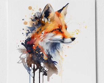 Fox Watercolor Art Print – Bold Brushstrokes, Animal Lover Gift