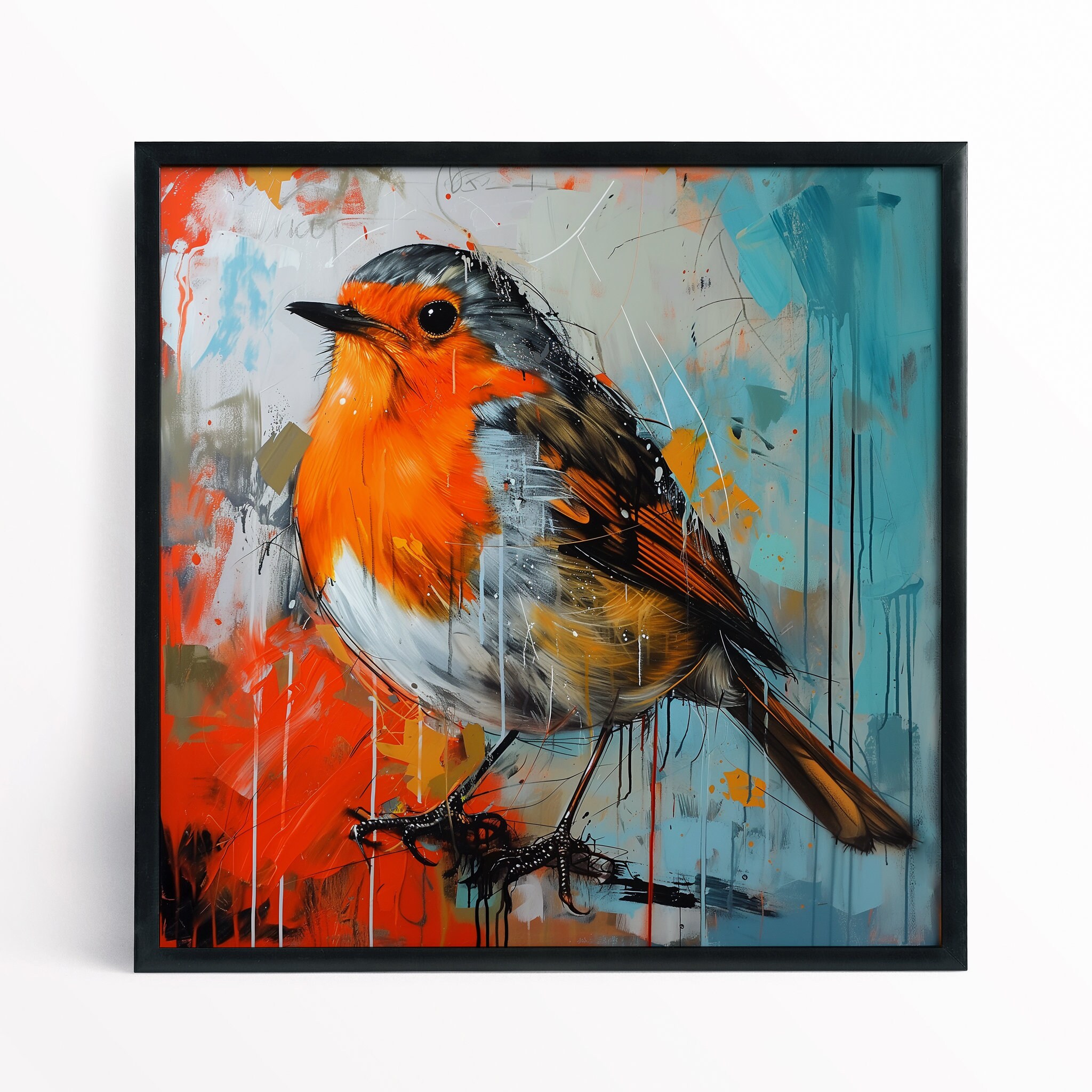 Abstract Robin Art Print – Colorful Wildlife Painting - Etsy