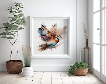 Partridge in Flight Watercolor Art Print – Bird Wall Decor