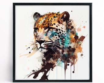 Aquarel luipaardprint – expressief dierenportret