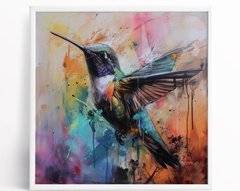 Abstract Hummingbird Fine Art Print – Wildlife Wall Decor