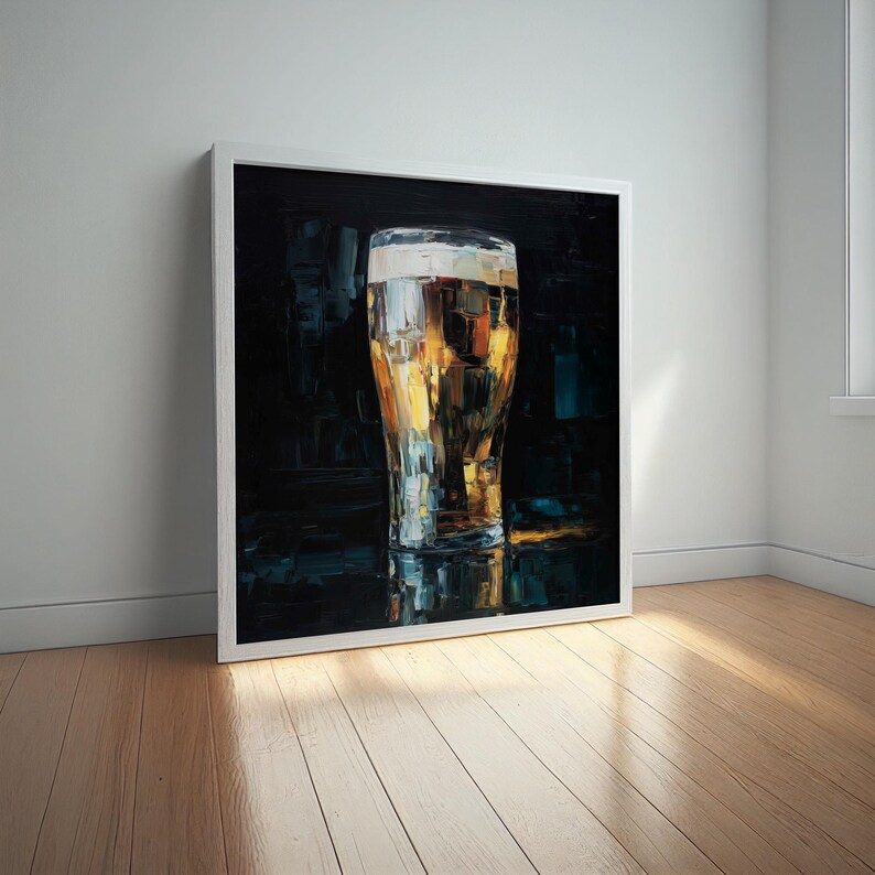 Guinness Beer Impressionist Painting Print in Gold and Dark Tones image 7