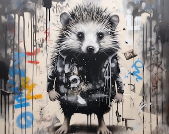 Not a Hedgehog - Graffiti-Style Urban Icon Spray Painting of a Hedgehog