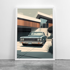 Chevrolet El Camino - Car Illustration Print, Car Poster, Jaguar Classic Car Poster