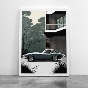 Jaguar E-Type - Car Illustration Print, Car Poster, Jaguar Classic Car Poster