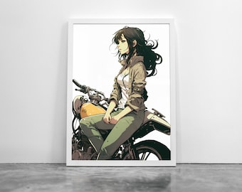 Halfway - Motorcycle Anime Manga Japanese Inspired Poster Print Artwork