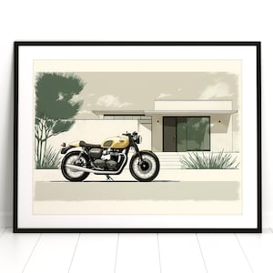 Triumph Bonneville - - Motorbike Poster Cafe Racer Print, Retro, Modern Classic, Bike Print, Triumph, Classic British Motorbike