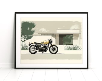 Triumph Bonneville - - Motorbike Poster Cafe Racer Print, Retro, Modern Classic, Bike Print, Triumph, Classic British Motorbike