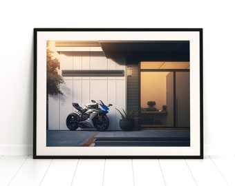 ヤマハ R6 - バイク ポスター スポーツバイク、レーサー プリント、バイク プリント、ヤマハ