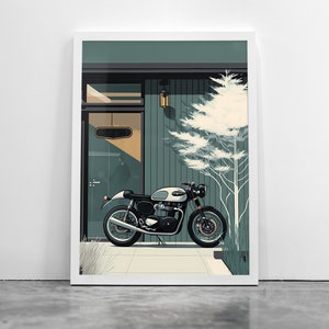 Triumph Thruxton -  - Motorbike Poster Cafe Racer Print, Retro, Modern Classic, Bike Print, Triumph, Classic British Motorbike