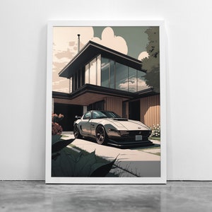 Mazda RX7 - Car Illustration Print, Car Poster, Mazda Classic Car Poster