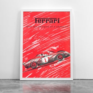 Ferrari Poster / Classic Ferrari Art / Ferrari Car Poster / Ferrari Wall Art / UnFramed