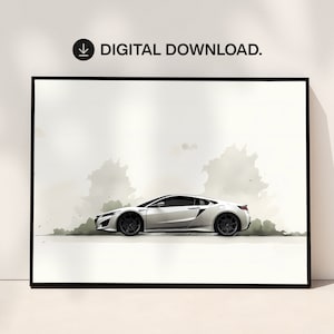 Honda NSX Digital Download - Honda Jon Klassen Inspired Illustration, Retro, Modern Classic