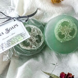 Coconut + Lime-Shea Loofah Body Soaps, Organic Handmade Bar Soap, Artisan Scented Skincare, Moisturizing Soap, Exfoliant