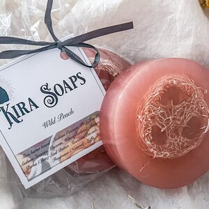 Wild Peach-Shea Loofah Body Soaps, Organic Handmade Bar Soap, Artisan Scented Skincare, Moisturizing Soap, Exfoliant