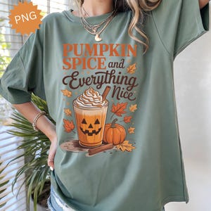 Pumpkin Spice PNG, Fall Coffee Quote Digital Shirt Design, Autumn Clipart for DTF Transfer, Printable T-Shirt and Apparel Art