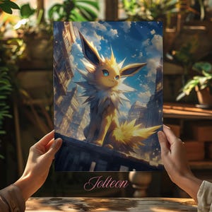 Electric-Type Poke Inspired Art Print – Glossy or Aluminum Metal Finish, Bold Anime Wall Decor for Fans and Gamers, Fandom Anime Art Print