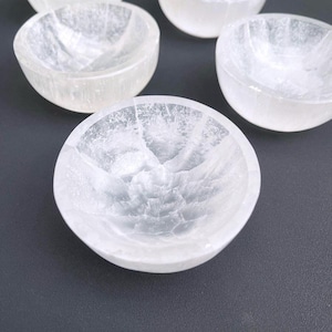 Selenite Crystal Charging Bowl: 3&quot; Polished Altar Decor