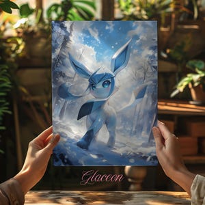 Ice Type Poke Art Print – Glossy or Aluminum Metal Wall Decor, Icy Anime Poster Gift for Anime Fans, Eeveelution Lovers & Collectors