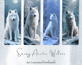 Marcapáginas de lobo ártico, marcapáginas de lobo, marcapáginas de fauna invernal, marcapáginas de lobo de nieve, regalo para amantes de la naturaleza, marcapáginas laminado