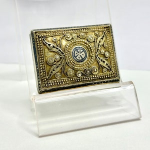 antique solid silver niello 90 gr belt buckle / epaulette