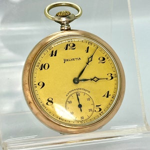 Antique rare  silver case swiss Helvetia pocket watch
