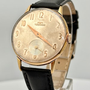 vintage watch Technos 1950 s ultra slim gold plated /Swiss MAde Watch/ Winding wrist watch