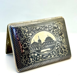 Rare 19 th Russian 84 antique silver niello tobacco case / tobacco box