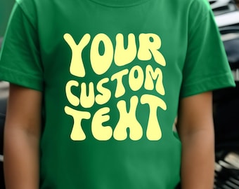Custom Wavy Text Toddler Shirt, Personalized Youth Tee