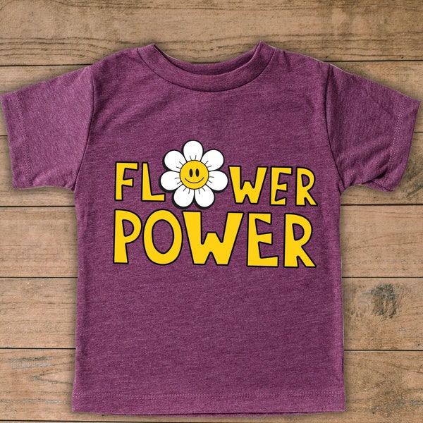 Flower Power Toddler Shirt, Flower Children's Shirt, Cute Text Shirt, Daisy Baby Onesie, Smiley Face Daisy Youth Shirts, Vintage Flower Tee