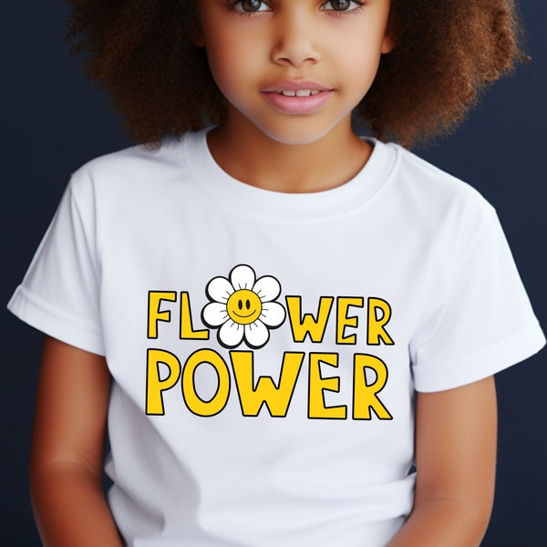 Flower Power Toddler Shirt, Flower Children's Shirt, Cute Text Shirt, Daisy Baby Onesie, Smiley Face Daisy Youth Shirts, Vintage Flower Tee