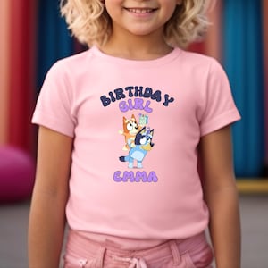 Personalized Bluey Birthday Shirt, Custom Bluey Birthday Tee, Bluey Birthday Girl Shirt, Bluey Birthday Boy Tee, Kids Birthday Gift Shirt