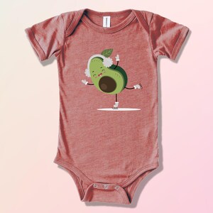 Cute Avocado Ice-Skating Baby Bodysuit, Avocado Baby Bodysuit, Funny Avocado Bodysuit for Baby, Cute Baby Shirt, Gift for Newborn