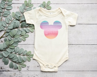 Colorful Mickey Head Bodysuit, Disney Cute Baby Tee, Disney Mickey Kids Shirt, Mickey Toddler Tee, Cute Disney Bodysuit, Gift For Newborn