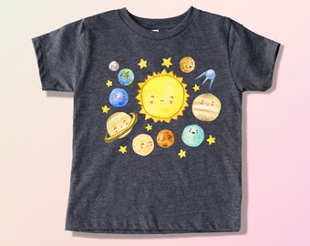 Planets Kids Shirt, Solar System Toddler T-shirt, Outer Space Theme Baby Tee, Moon Toddler Shirt, Gift for Kids, Space Kids Tee