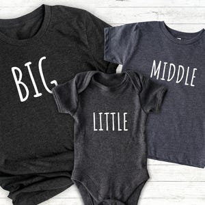 Big Middle Little Baby Shirts, Big Middle Little Toddler Shirts, Sibling Tee, Third Baby Announcement, Big Brother, Big Sister, Siblings Tee