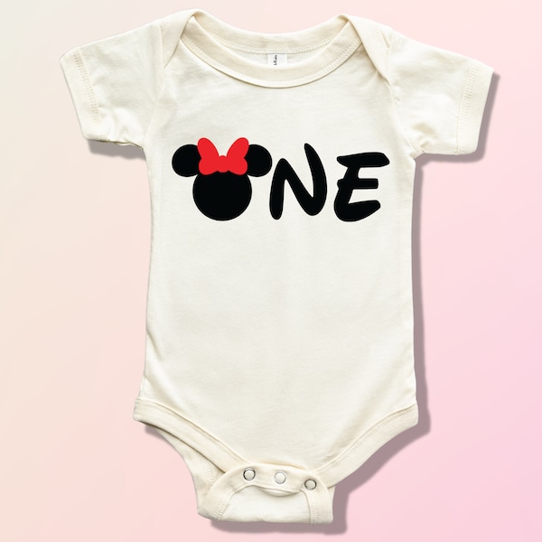 Disney Mickey Minnie One Birthday Onesie®, Disney First Birthday Shirt, 1st Birthday Bodysuit, Cute Disney Onesie, Mickey Mouse Bodysuit