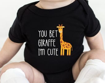 Giraffe Baby Bodysuit, Funny Animal Shirt, Baby Shower Gift