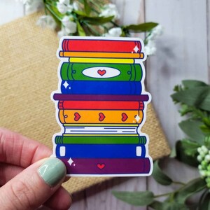 Pride Flag Book Vinyl Sticker, Bookish Stickers, Book Merch