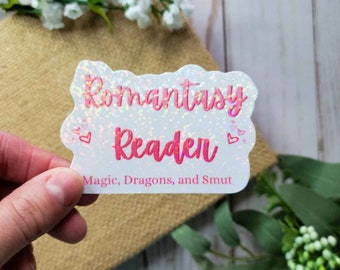 Pink Romantasy Reader Holographic Sticker: Bookish Merch