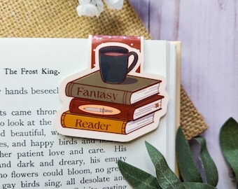 Fantasy Reader Magnetic Bookmark: Book Stack Book Mark