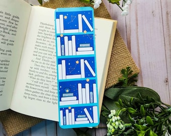 Celestial Bookshelf Reading Tracker Bookmark, Book Lover Gift
